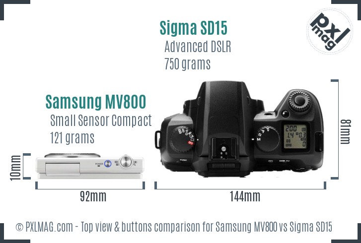 Samsung MV800 vs Sigma SD15 top view buttons comparison