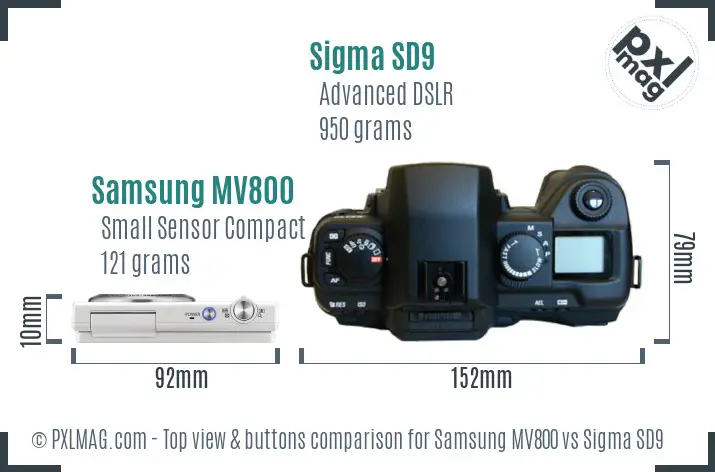 Samsung MV800 vs Sigma SD9 top view buttons comparison