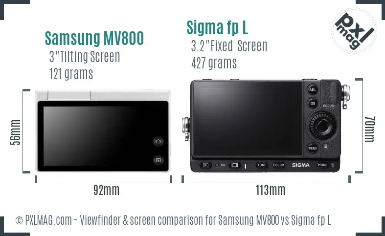 Samsung MV800 vs Sigma fp L Screen and Viewfinder comparison