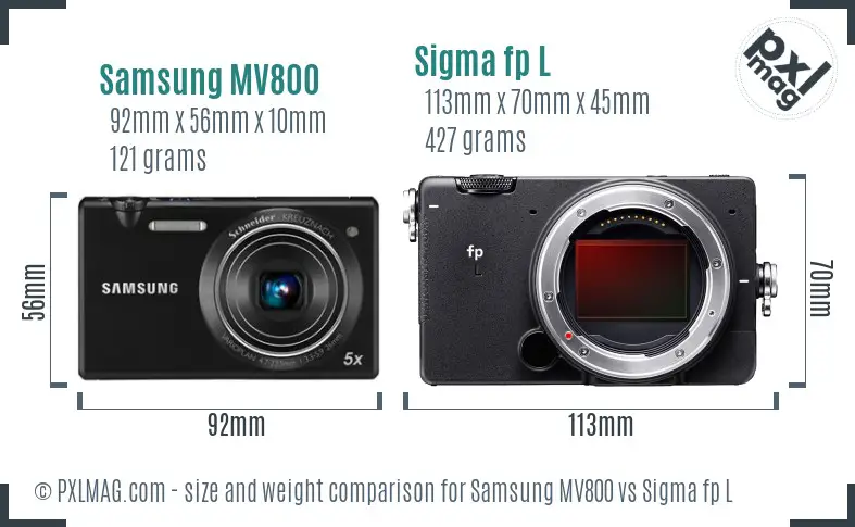 Samsung MV800 vs Sigma fp L size comparison
