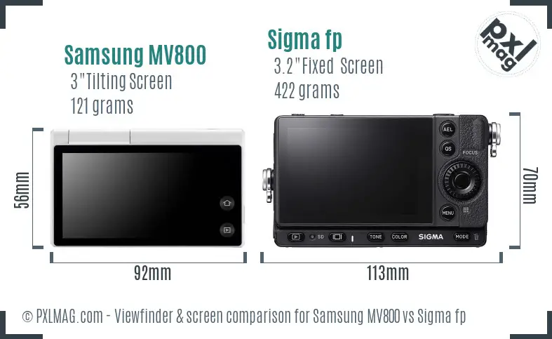 Samsung MV800 vs Sigma fp Screen and Viewfinder comparison