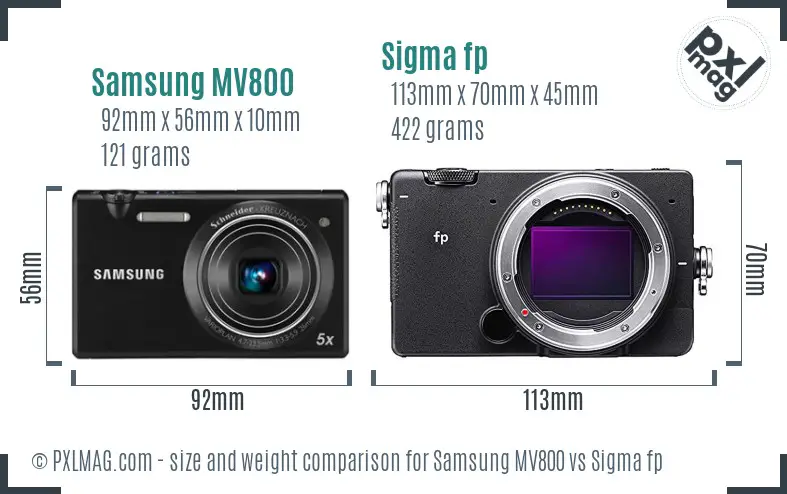 Samsung MV800 vs Sigma fp size comparison