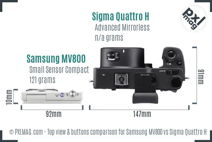Samsung MV800 vs Sigma Quattro H top view buttons comparison