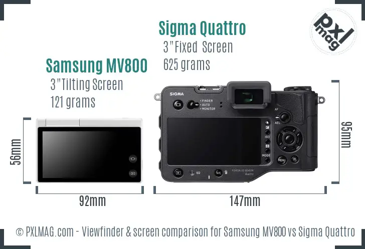 Samsung MV800 vs Sigma Quattro Screen and Viewfinder comparison