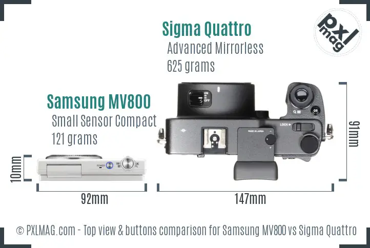 Samsung MV800 vs Sigma Quattro top view buttons comparison