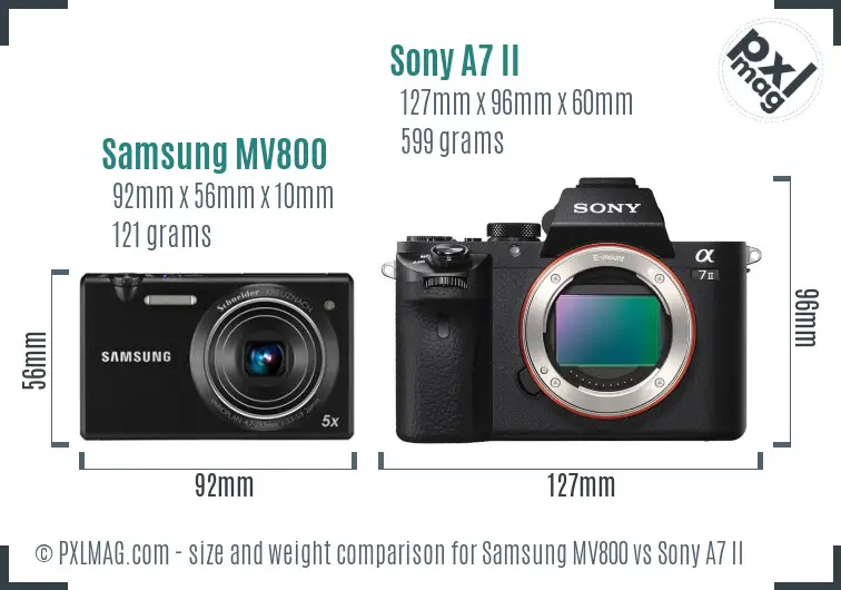 Samsung MV800 vs Sony A7 II size comparison