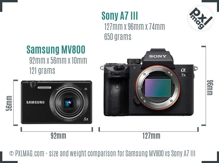 Samsung MV800 vs Sony A7 III size comparison
