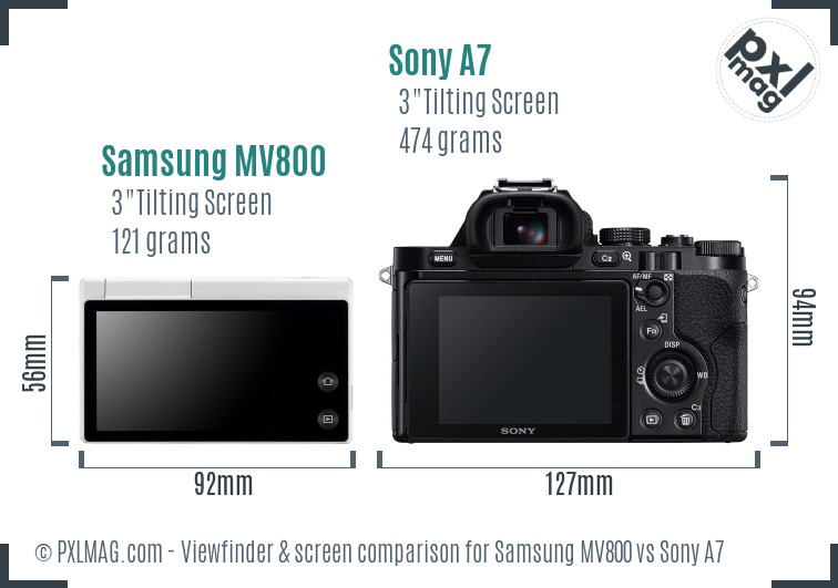 Samsung MV800 vs Sony A7 Screen and Viewfinder comparison