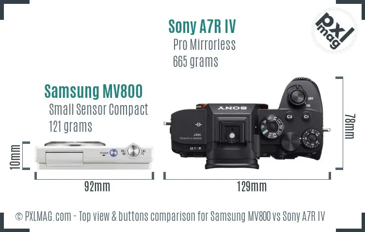 Samsung MV800 vs Sony A7R IV top view buttons comparison