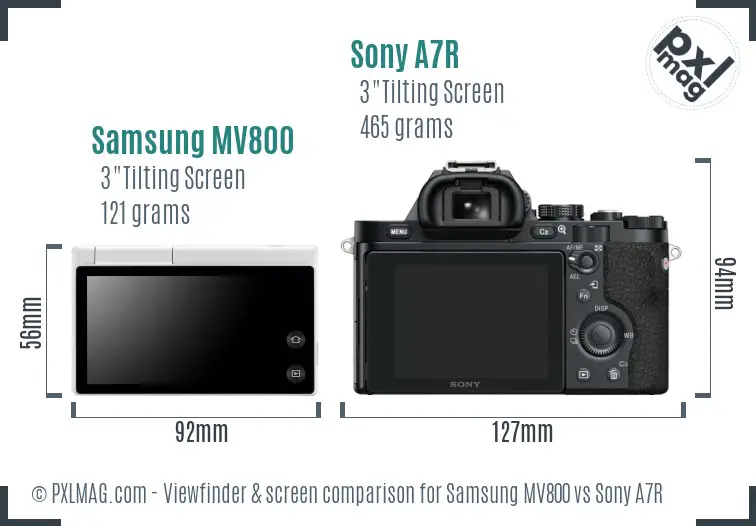 Samsung MV800 vs Sony A7R Screen and Viewfinder comparison