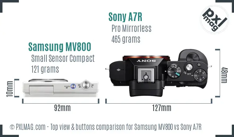Samsung MV800 vs Sony A7R top view buttons comparison