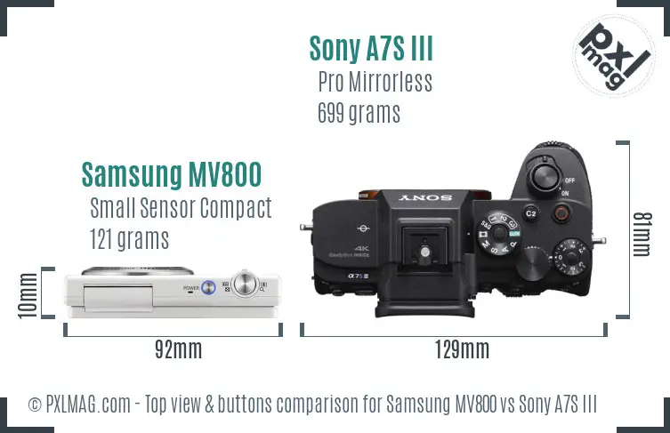 Samsung MV800 vs Sony A7S III top view buttons comparison