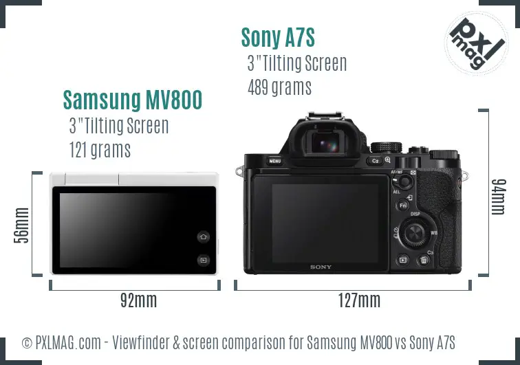 Samsung MV800 vs Sony A7S Screen and Viewfinder comparison