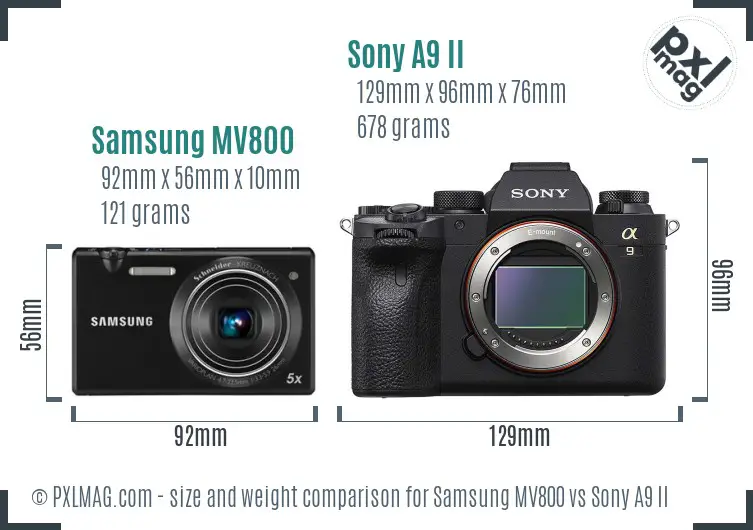 Samsung MV800 vs Sony A9 II size comparison