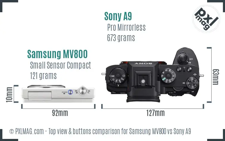 Samsung MV800 vs Sony A9 top view buttons comparison