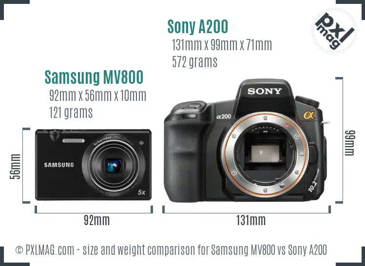 Samsung MV800 vs Sony A200 size comparison Samsung MV800 vs Sony A200 size comparison