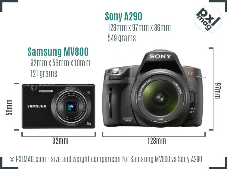 Samsung MV800 vs Sony A290 size comparison