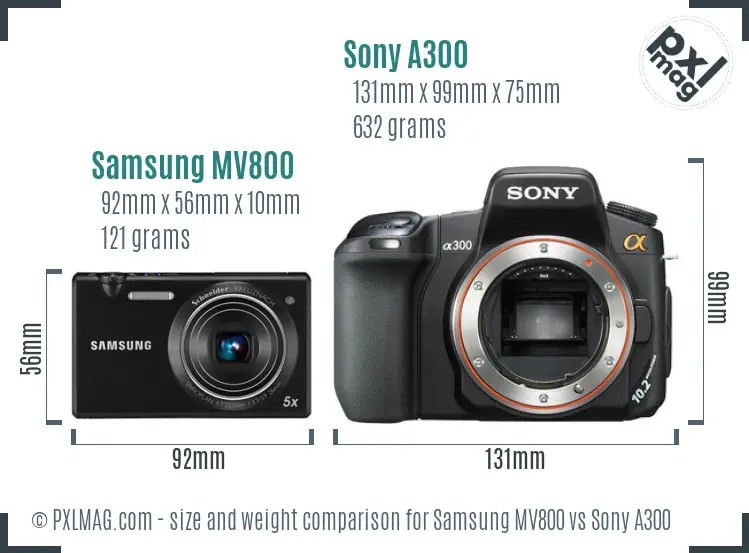 Samsung MV800 vs Sony A300 size comparison