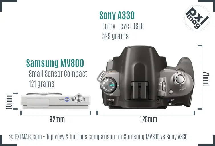 Samsung MV800 vs Sony A330 top view buttons comparison