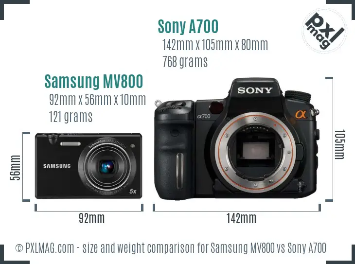 Samsung MV800 vs Sony A700 size comparison