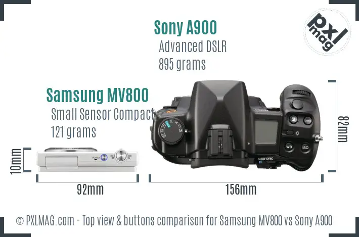 Samsung MV800 vs Sony A900 top view buttons comparison
