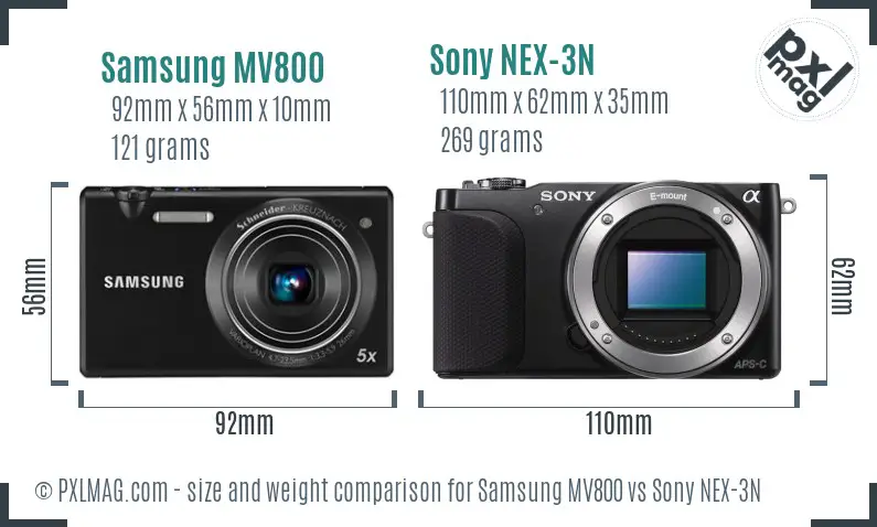 Samsung MV800 vs Sony NEX-3N size comparison