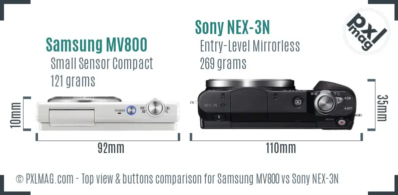 Samsung MV800 vs Sony NEX-3N top view buttons comparison
