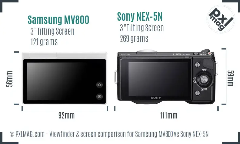 Samsung MV800 vs Sony NEX-5N Screen and Viewfinder comparison