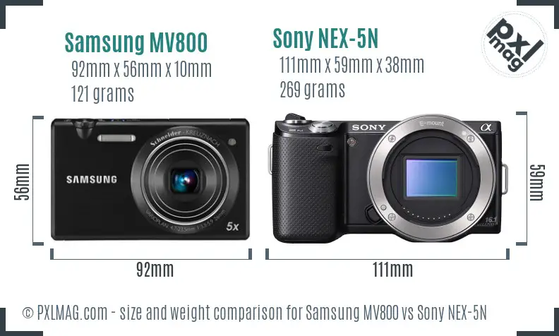Samsung MV800 vs Sony NEX-5N size comparison