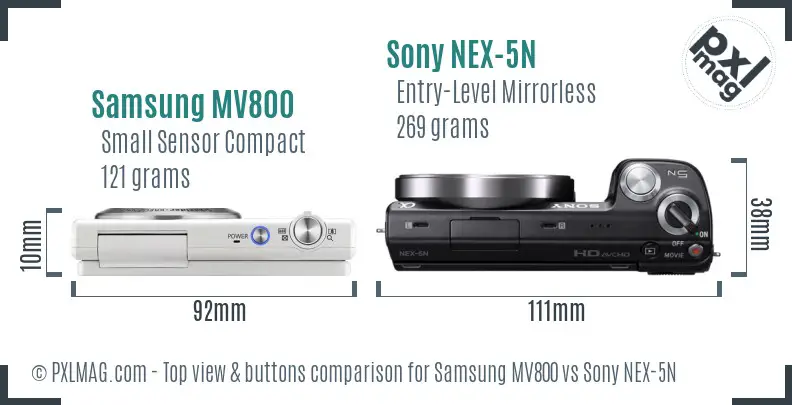 Samsung MV800 vs Sony NEX-5N top view buttons comparison