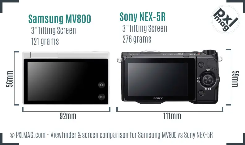 Samsung MV800 vs Sony NEX-5R Screen and Viewfinder comparison