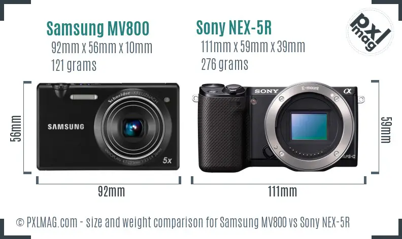 Samsung MV800 vs Sony NEX-5R size comparison