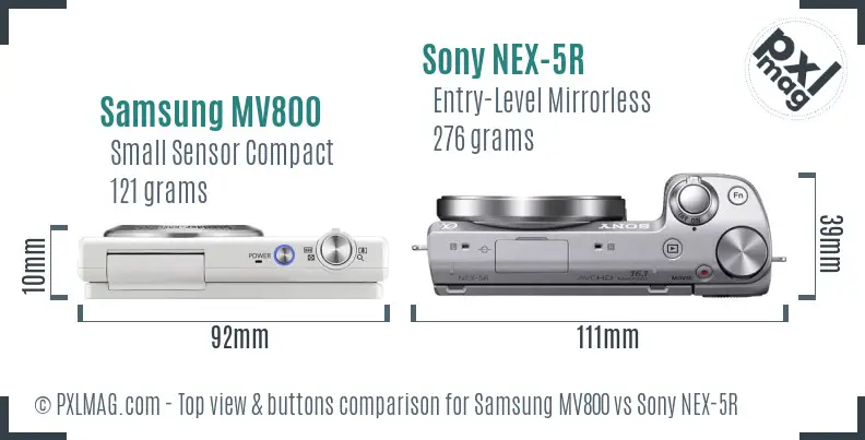 Samsung MV800 vs Sony NEX-5R top view buttons comparison