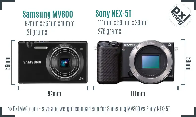 Samsung MV800 vs Sony NEX-5T size comparison