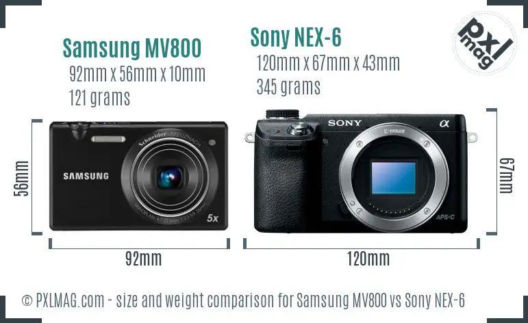 Samsung MV800 vs Sony NEX-6 size comparison