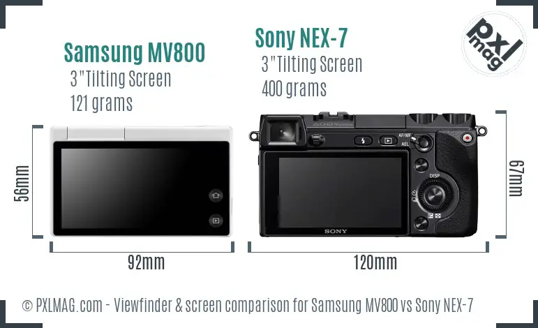 Samsung MV800 vs Sony NEX-7 Screen and Viewfinder comparison