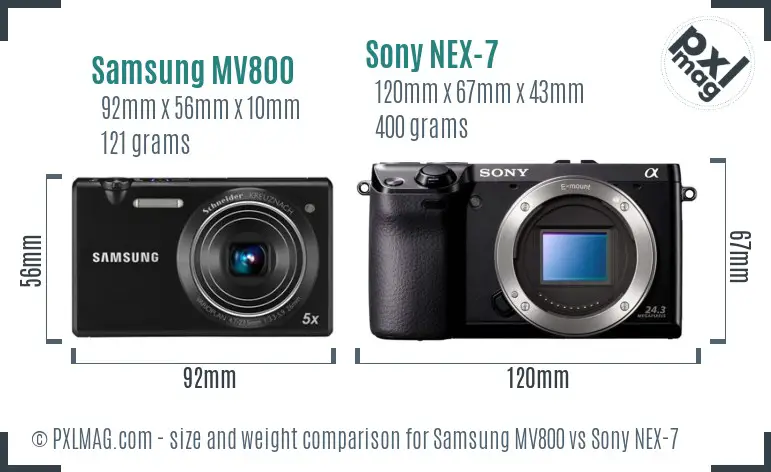 Samsung MV800 vs Sony NEX-7 size comparison