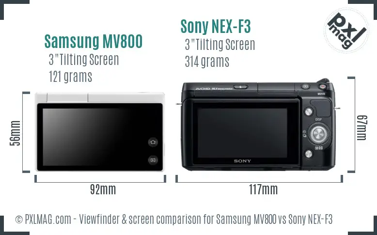 Samsung MV800 vs Sony NEX-F3 Screen and Viewfinder comparison