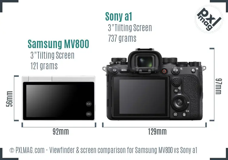 Samsung MV800 vs Sony a1 Screen and Viewfinder comparison