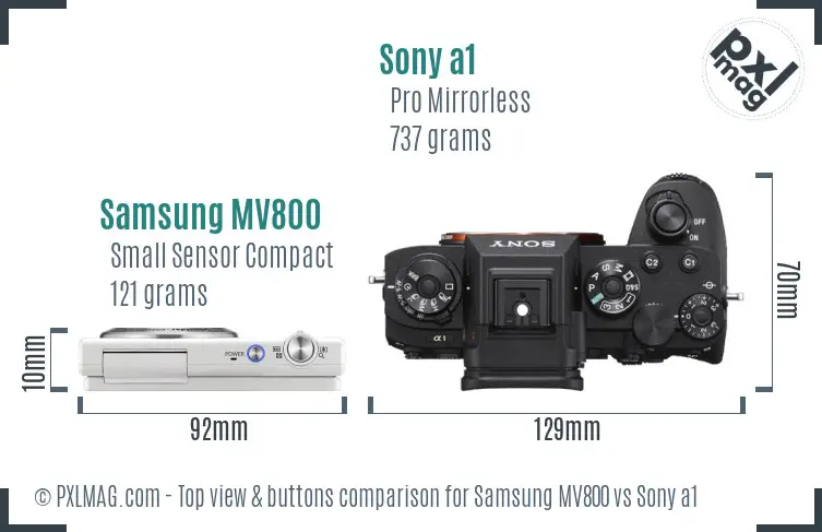 Samsung MV800 vs Sony a1 top view buttons comparison