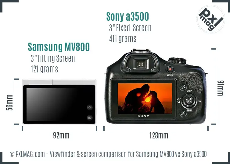 Samsung MV800 vs Sony a3500 Screen and Viewfinder comparison