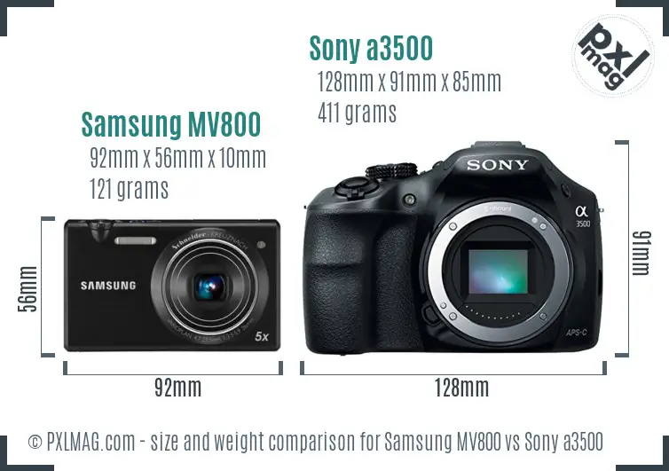 Samsung MV800 vs Sony a3500 size comparison