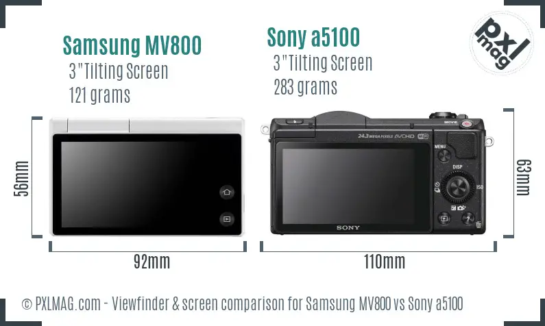 Samsung MV800 vs Sony a5100 Screen and Viewfinder comparison
