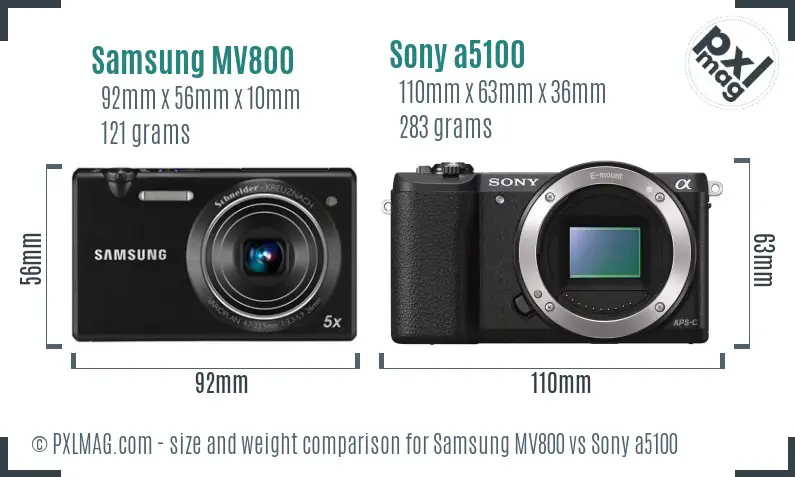 Samsung MV800 vs Sony a5100 size comparison