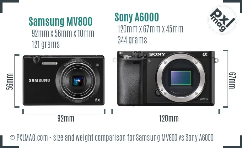 Samsung MV800 vs Sony A6000 size comparison