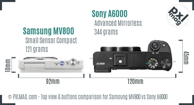 Samsung MV800 vs Sony A6000 top view buttons comparison