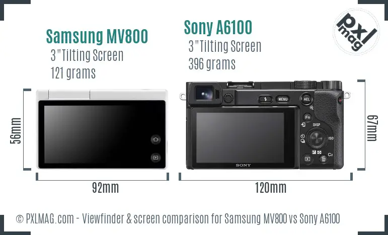 Samsung MV800 vs Sony A6100 Screen and Viewfinder comparison