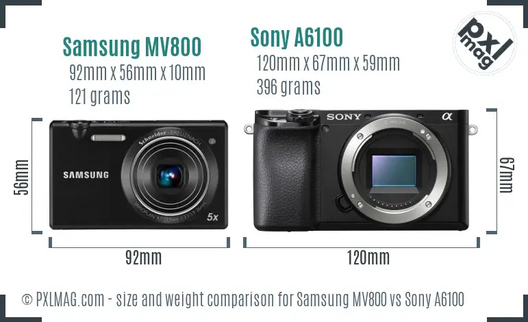 Samsung MV800 vs Sony A6100 size comparison
