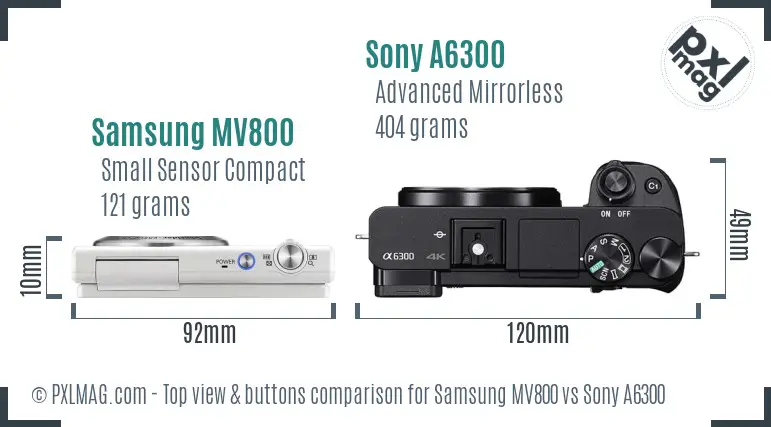 Samsung MV800 vs Sony A6300 top view buttons comparison