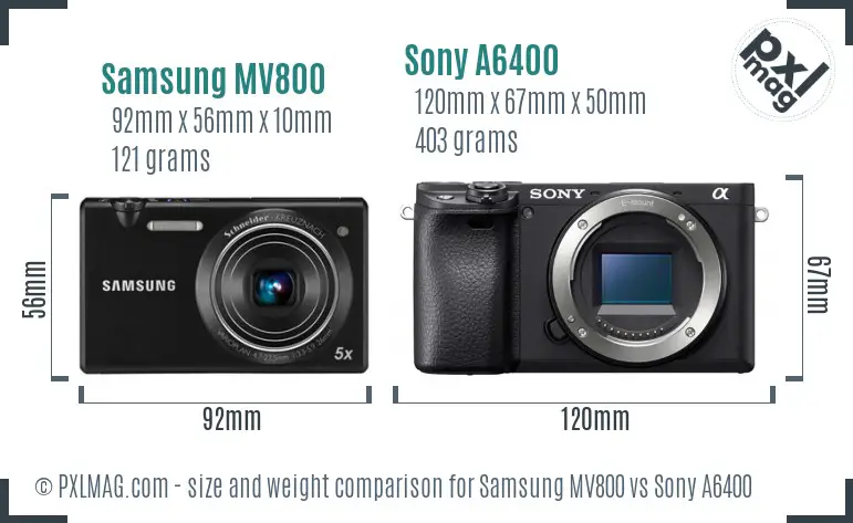 Samsung MV800 vs Sony A6400 size comparison